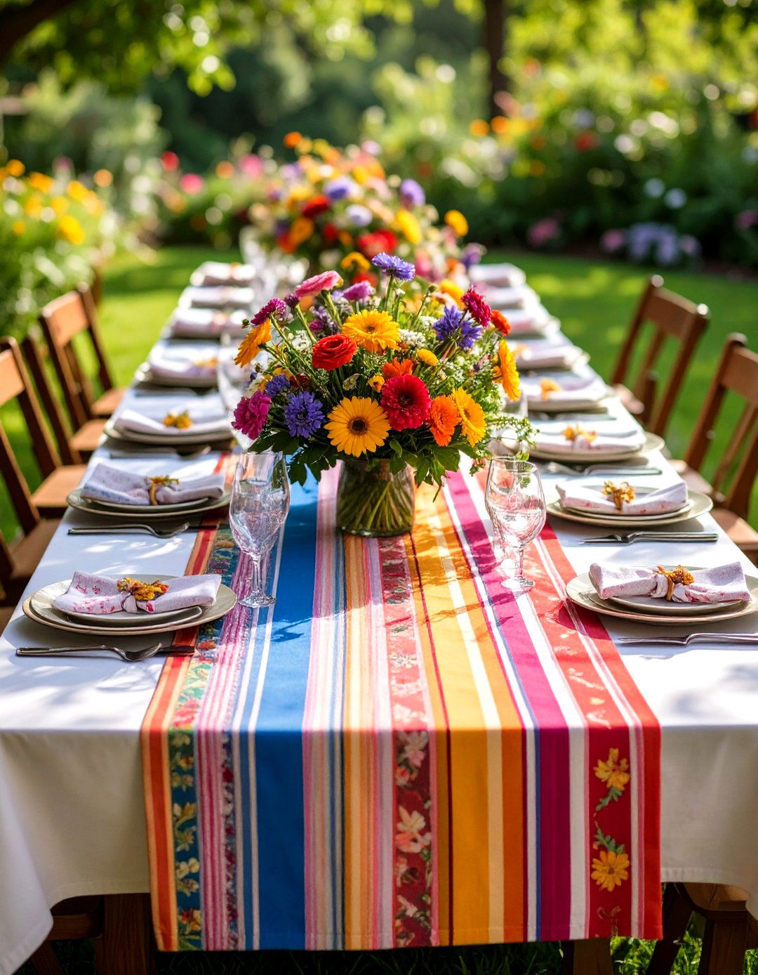 Patterned Fabric Table Runners - 25 party decoration ideas