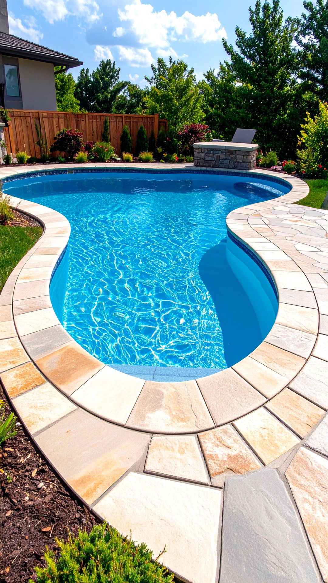 Patterned Stamped Concrete Belt - 25 above ground pool walkway ideas