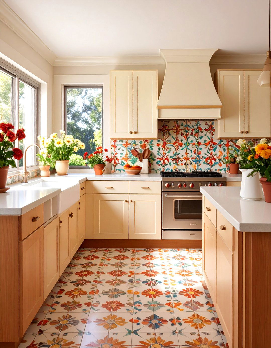 Patterned Tile Backsplashes Turn a s Kitchen into a Mosaic - 25 70s kitchen ideas