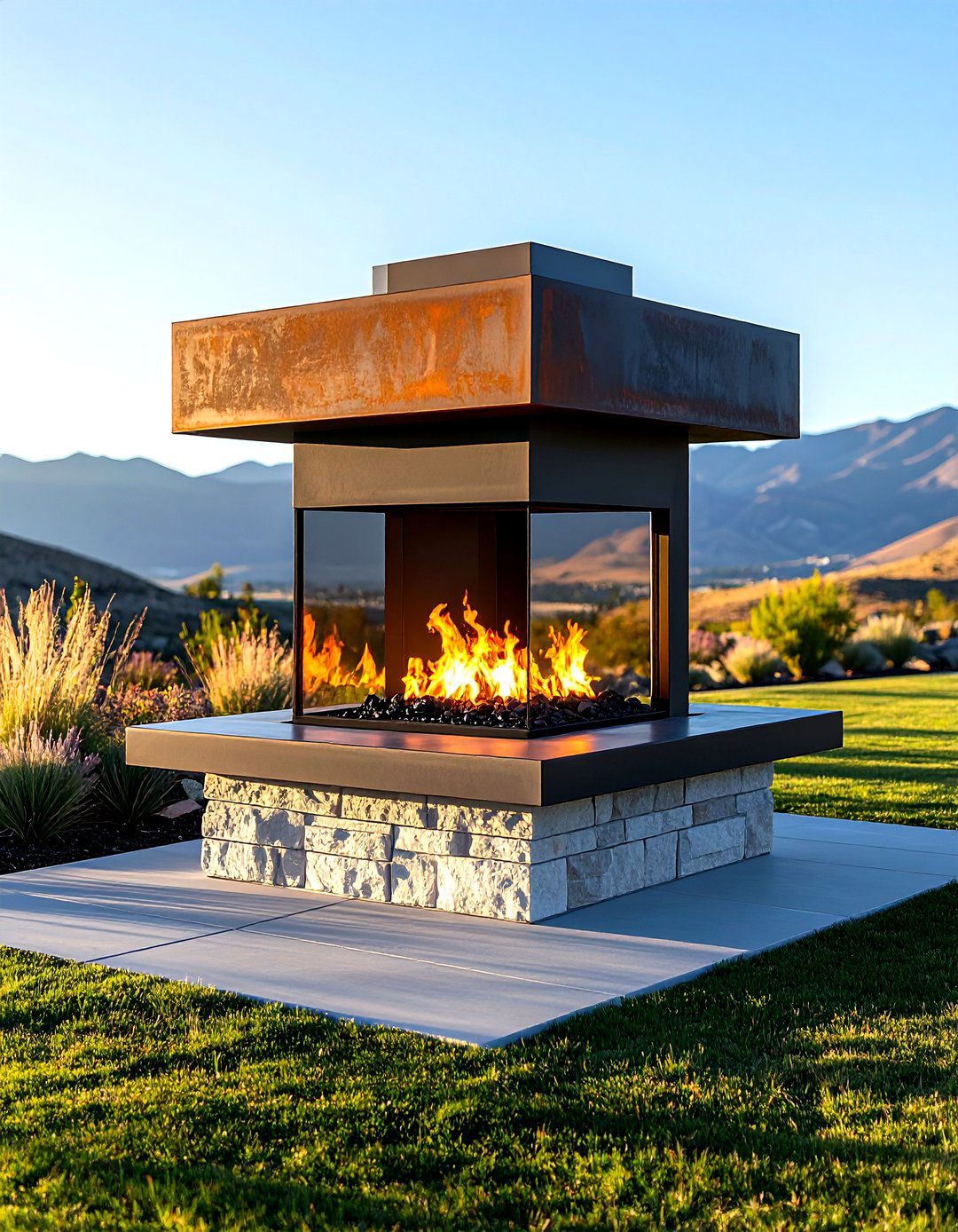 Pavilion Style Outdoor Fireplace Defines Poolside Living - 25 outdoor fireplace ideas