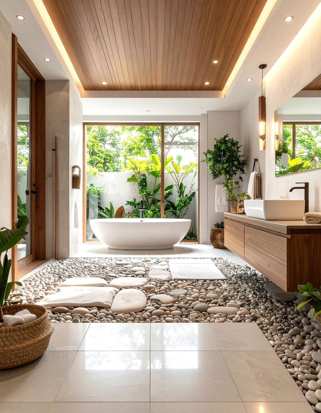 Pebble Mosaic Floor to Add Tactile Interest underfoot - 25 ensuite bathroom ideas