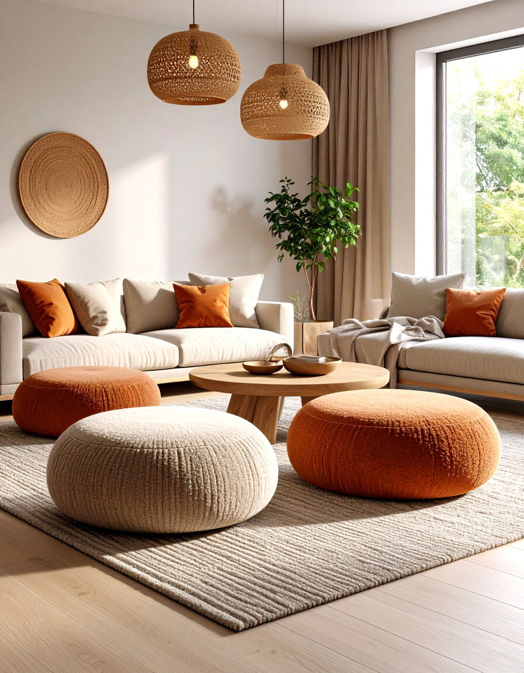Pebble Shaped Poufs Provide Flexible Seating - 25 organic modern living room design ideas