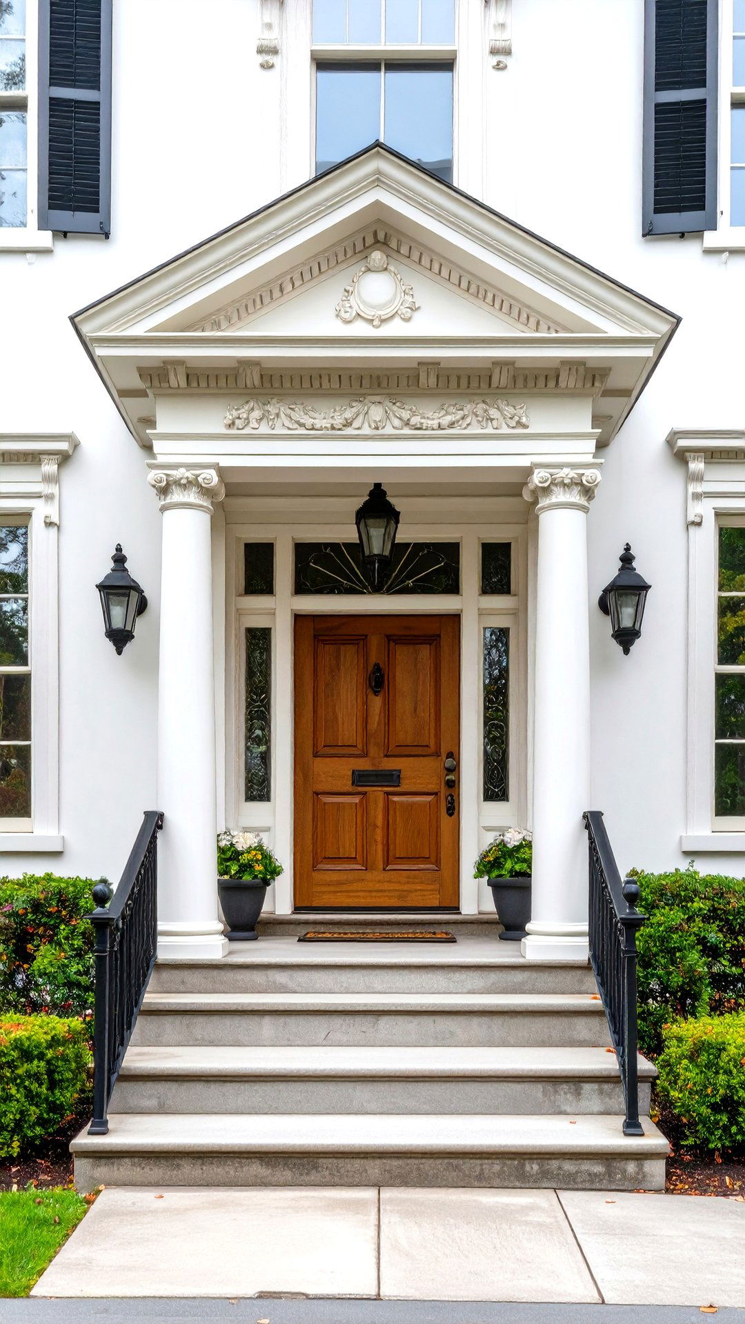 Pedimented Door Surround Makes the Entrance a Star - 25 colonial front porch ideas