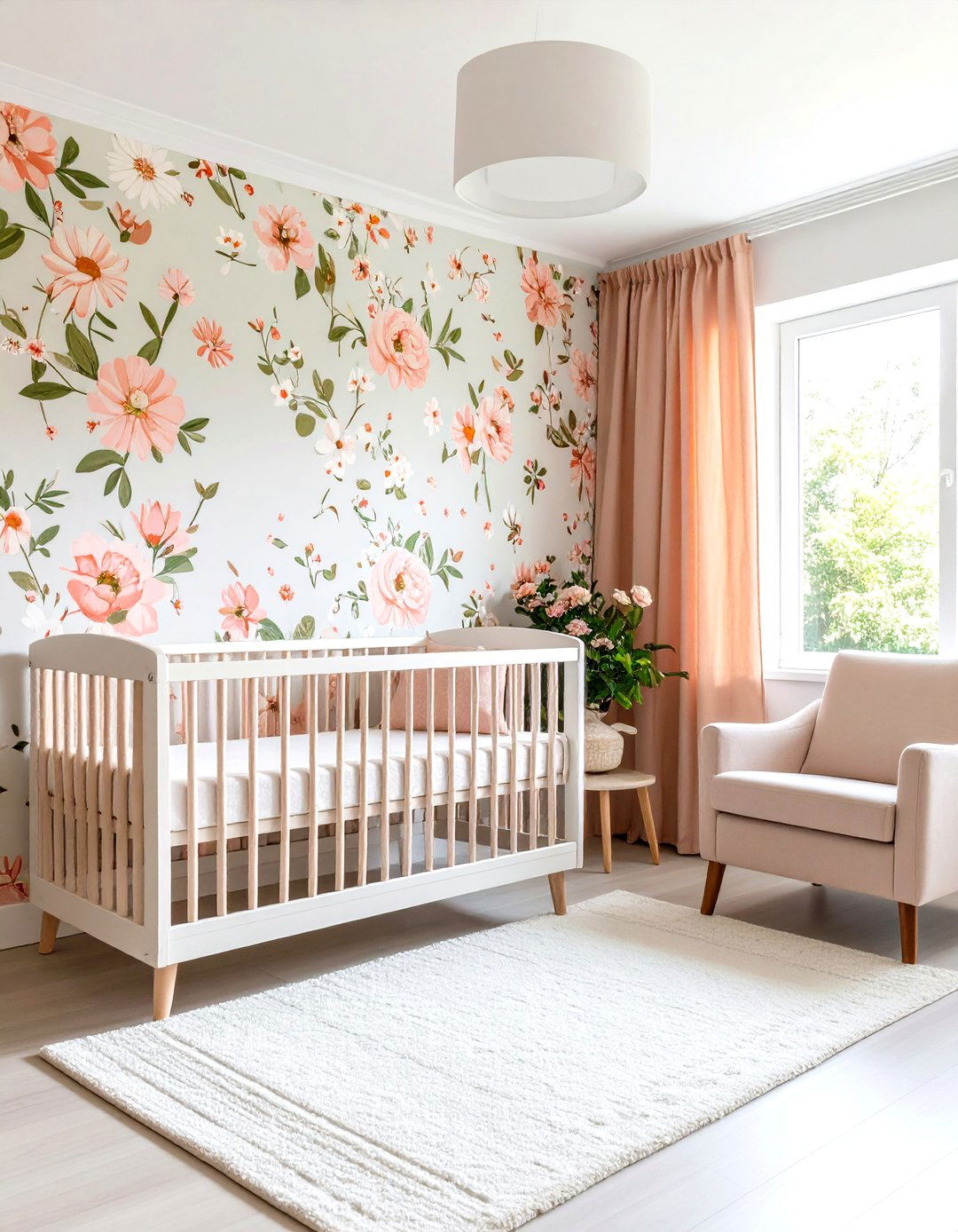 Peel and Stick Floral Wallpaper Nursery Accent - 25 floral nursery ideas
