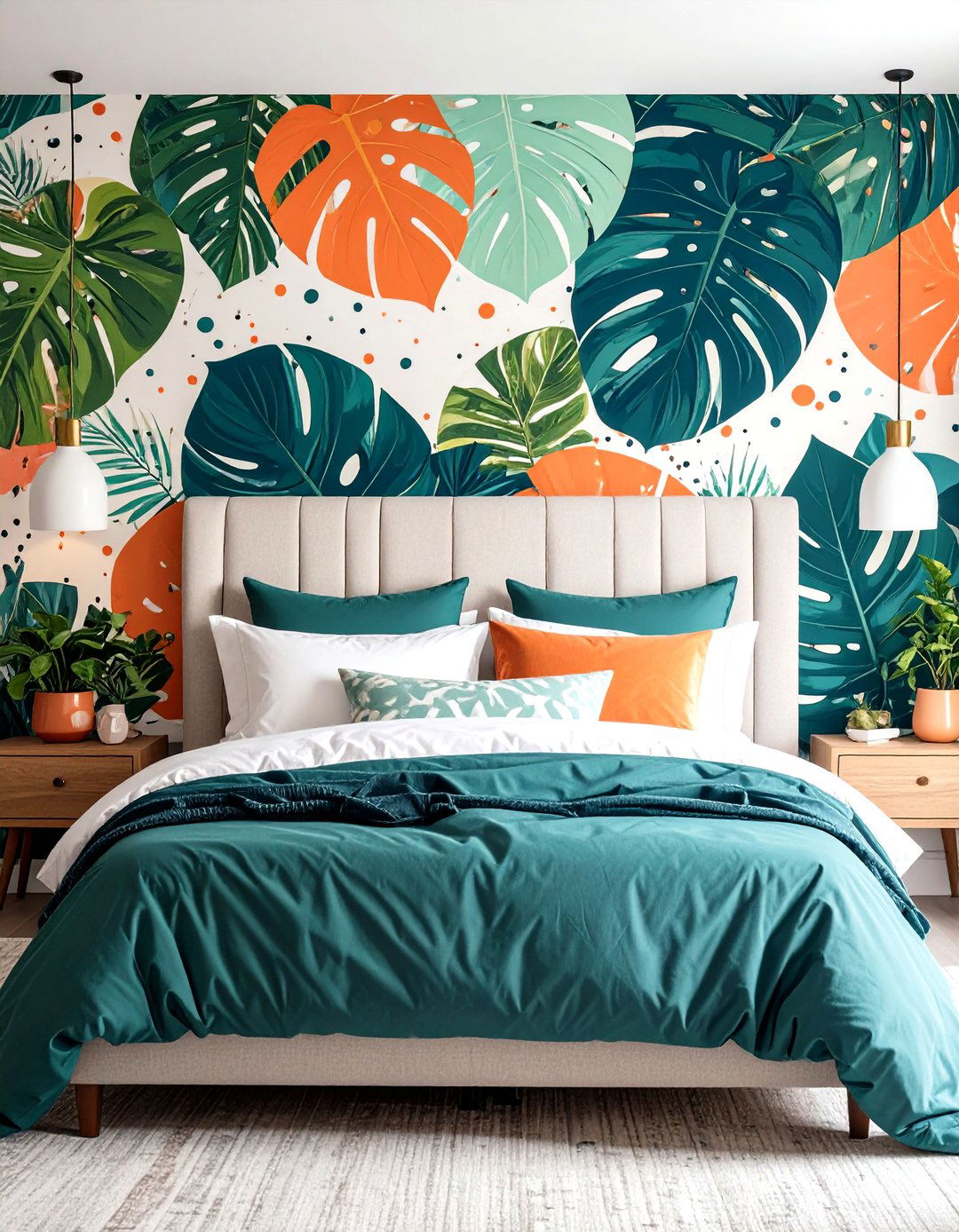 Peel and Stick Wallpaper Mural as Instant Headboard - 25 no headboard ideas