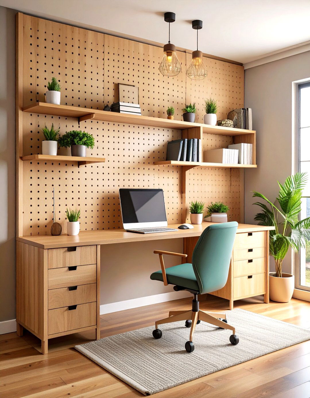 Pegboard and Wall Desk Vertically Power the Office Guest Room - 25 office guest room ideas