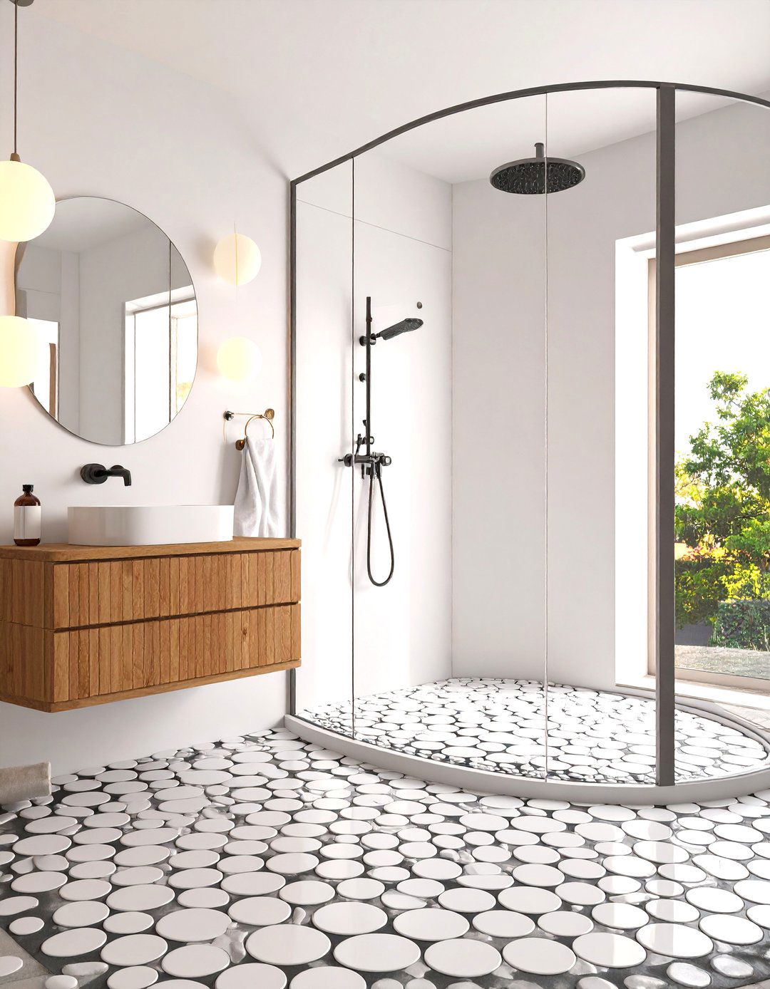 Penny Round Tiles Deliver Playful Grip - 25 bathroom tile ideas