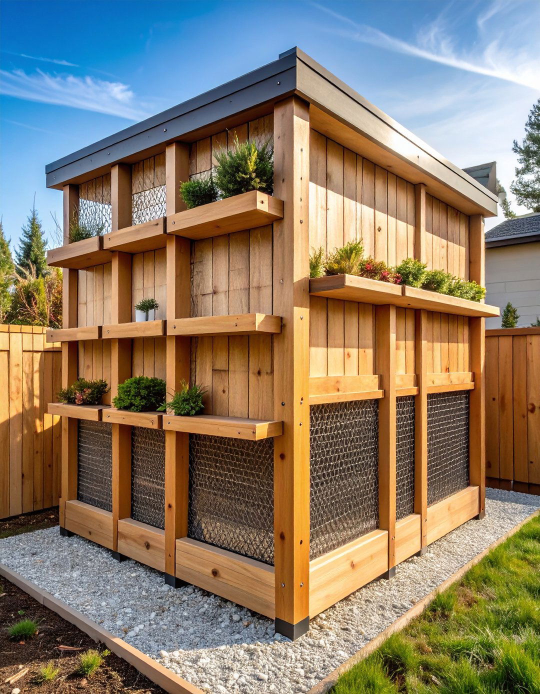 Perch Lined Perimeter Fence Tree - 25 outdoor cat tree ideas