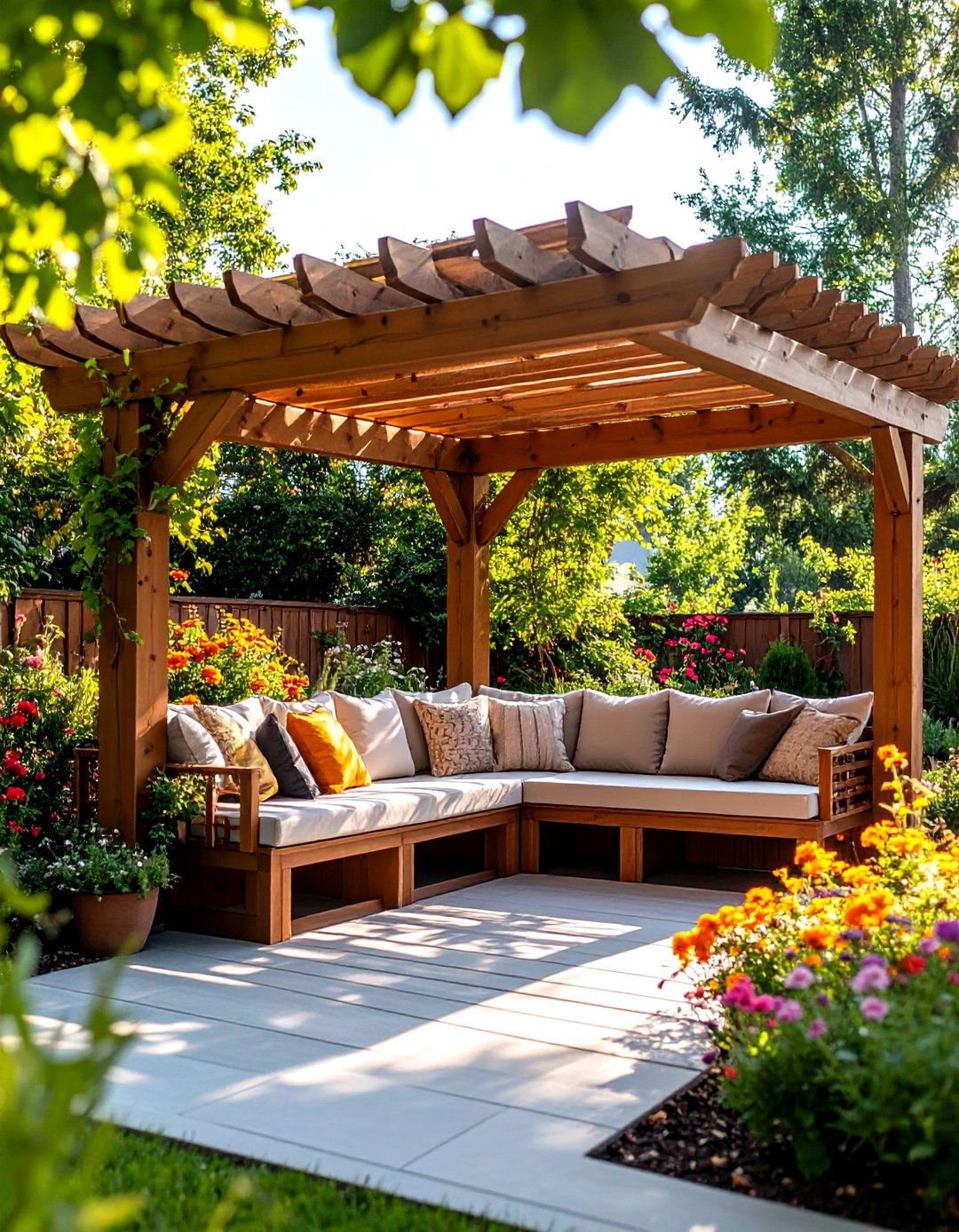 Pergola Corner Banquette Outdoor Seating Maximizes Every Inch - 25 outdoor seating ideas