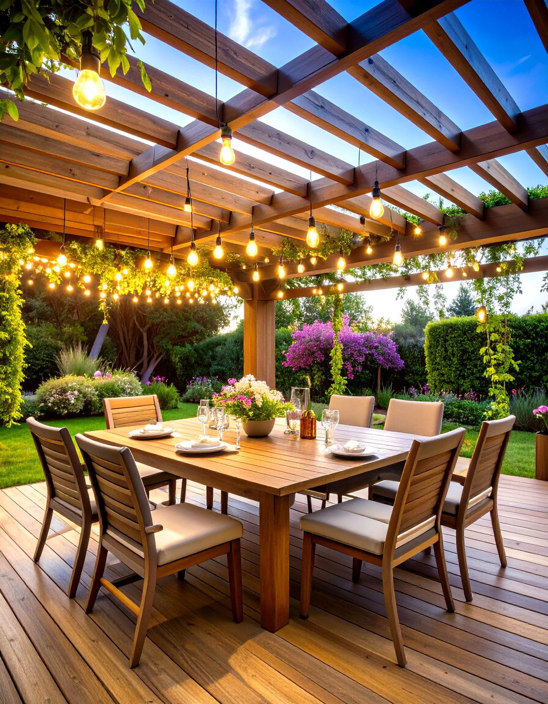 Pergola Covered Outdoor Dining Retreat - 25 outdoor dining area ideas