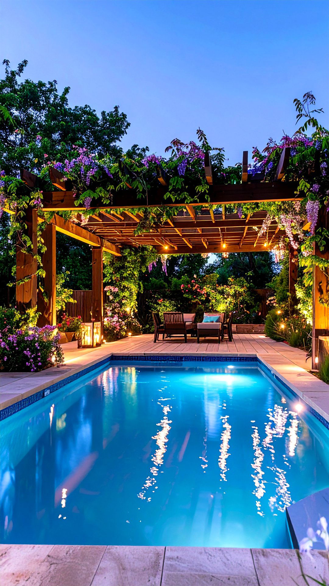 Pergola Covered Walkway Draped With Vines - 25 above ground pool walkway ideas