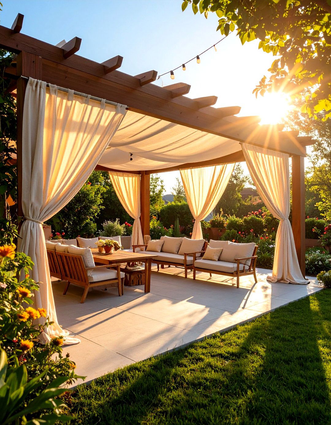 Pergola Drop Canvas Patio Curtains - 25 patio curtain ideas