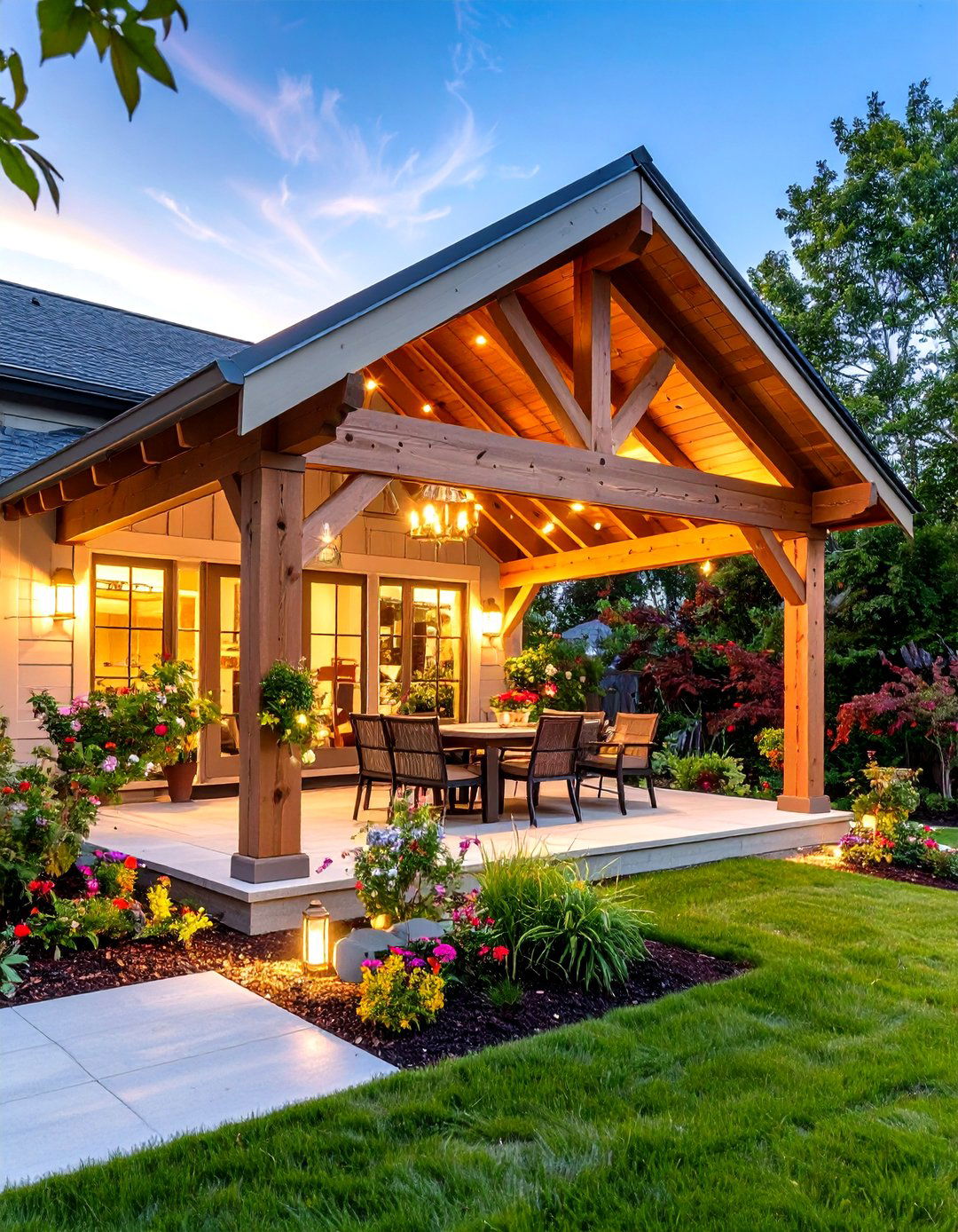 Pergola Hybrid Open Gable Porch With Decorative Purlins - 25 open gable porch ideas