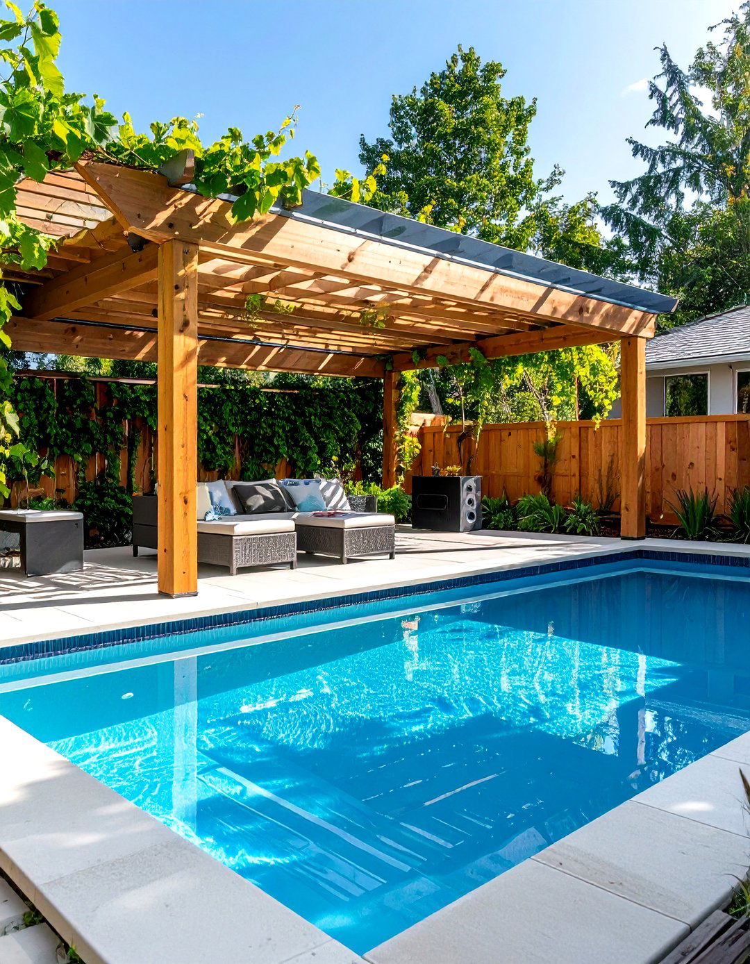 Pergola Shade Framework Over an Above Ground Pool - 25 above ground pool landscaping ideas