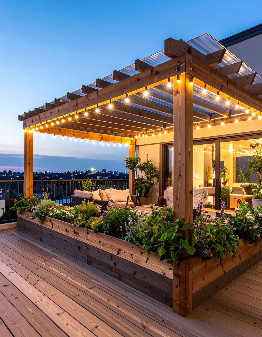 Pergola Top Catio with Fairy Lights - 25 outdoor catio ideas