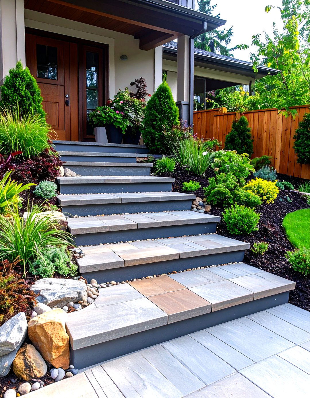 Permeable Paver Front Steps for Better Drainage - 25 front step ideas