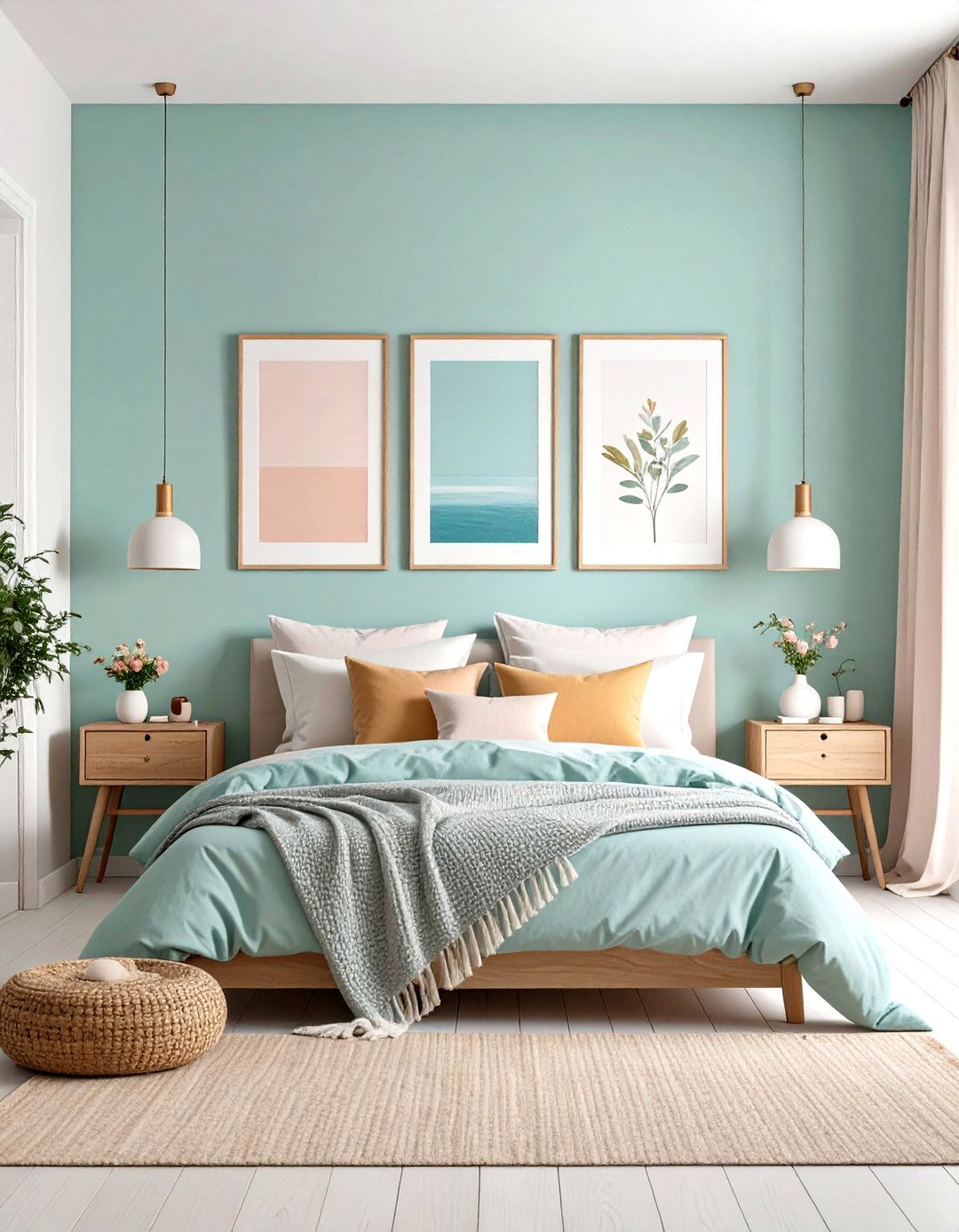 Personal Art Gallery in a Pastel Envelope - 25 pastel bedroom ideas