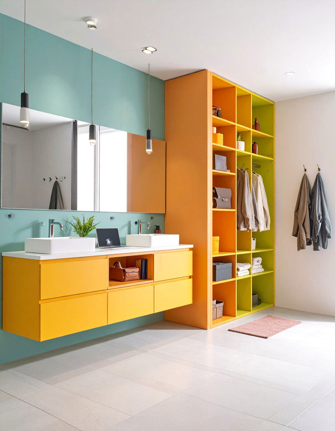 Personal Storage Hooks and Shelves - 25 office bathroom ideas