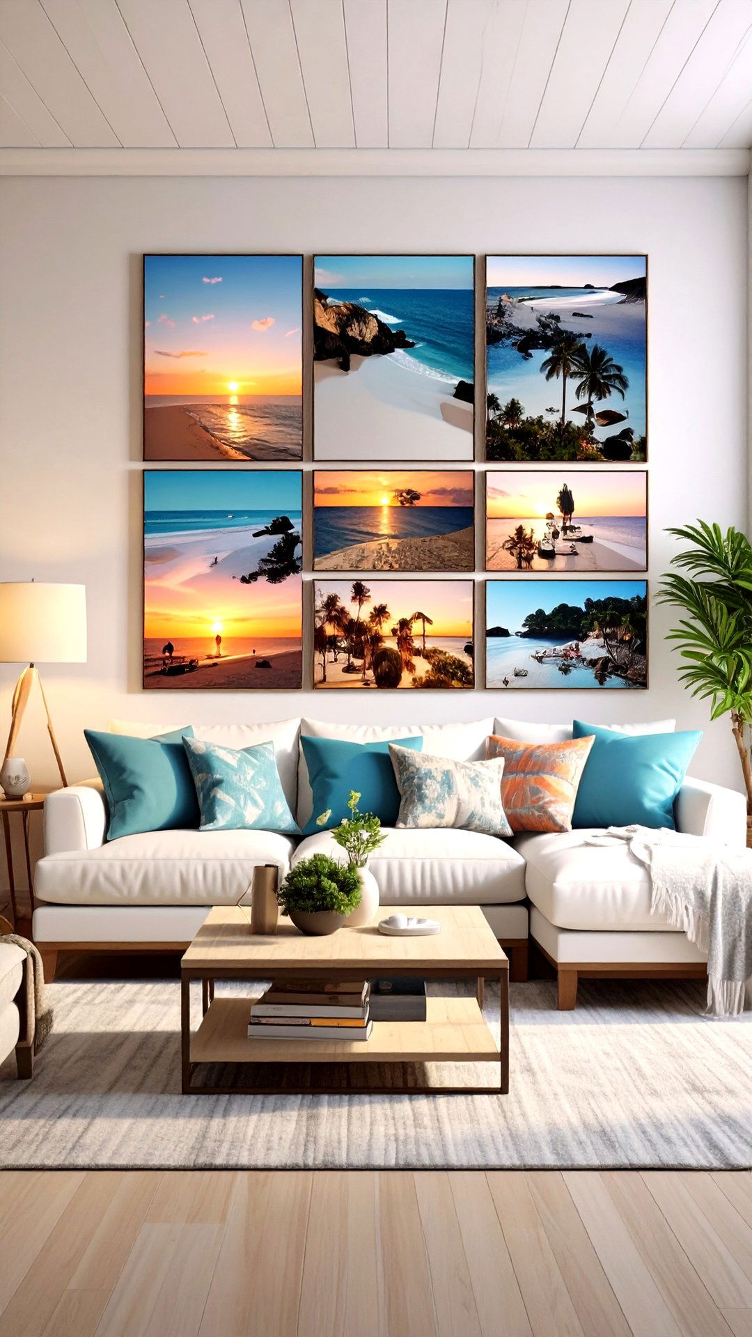 Personalize With Family Beach Photography - 25 coastal living room ideas