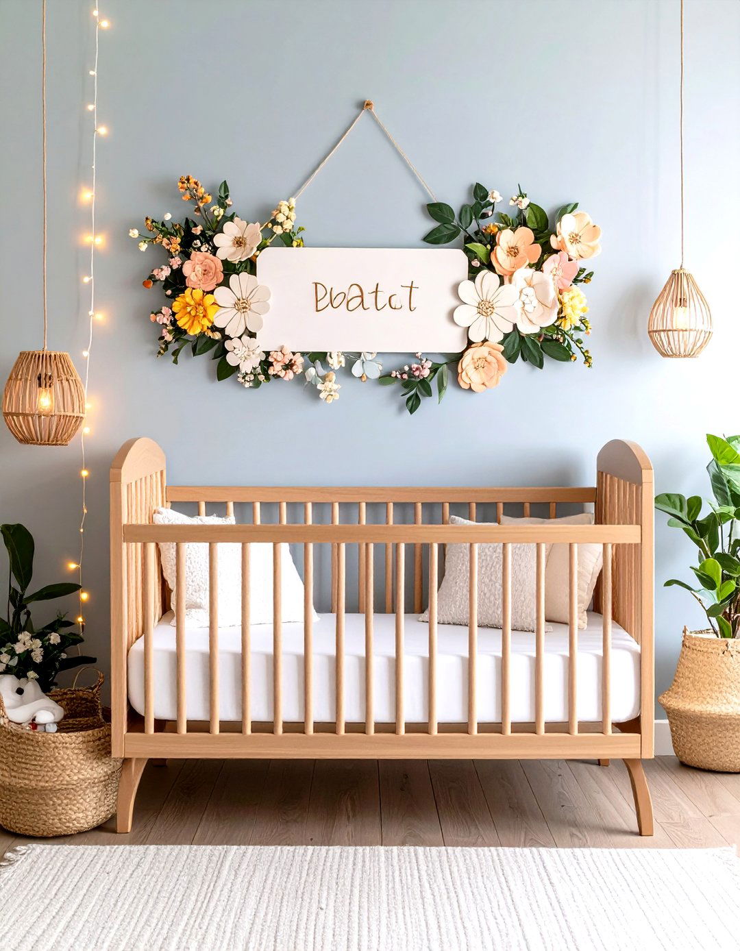 Personalized Floral Name Sign Nursery Centerpiece - 25 floral nursery ideas
