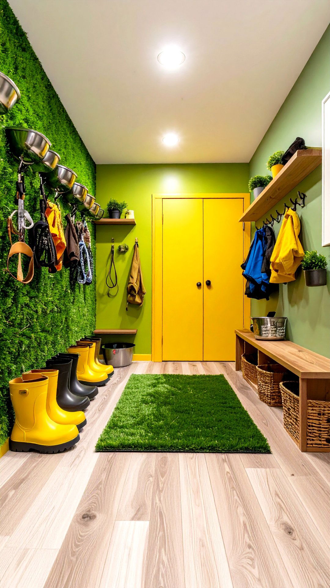 Pet Friendly Mudroom Grass Wall - 25 artificial grass wall design ideas
