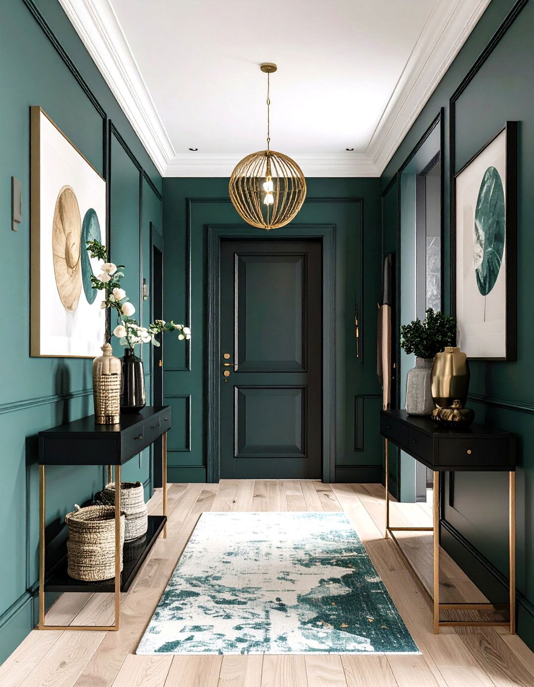Pewter Green Hallway to Bridge Classic and Modern - 25 green hallway ideas