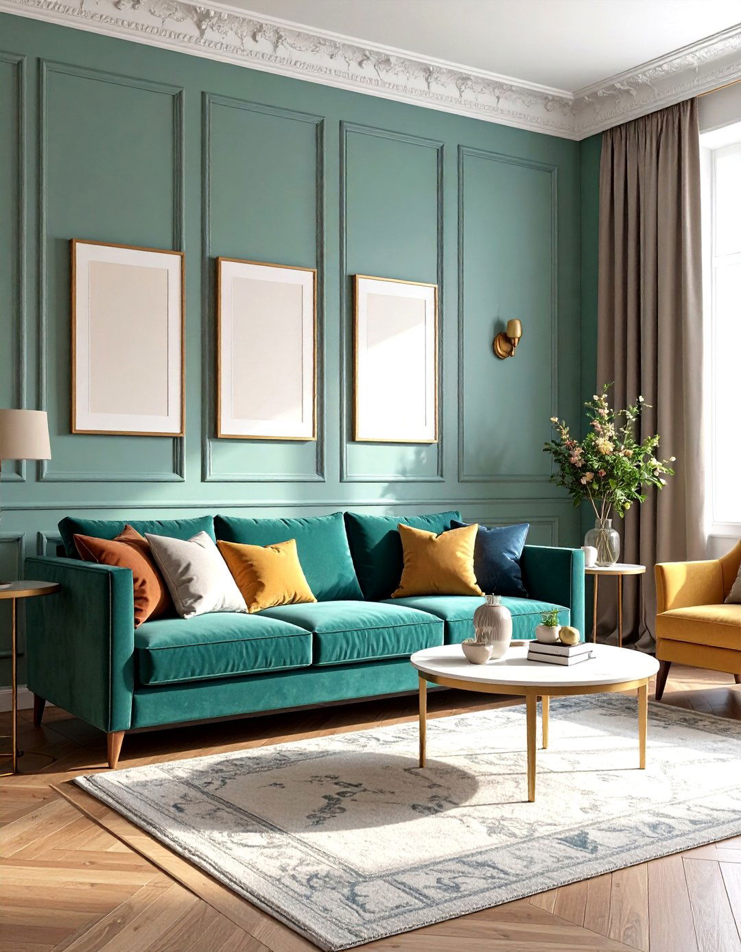 Picture Frame Wall Panels Add Subtle Depth - 25 parisian-style living room ideas
