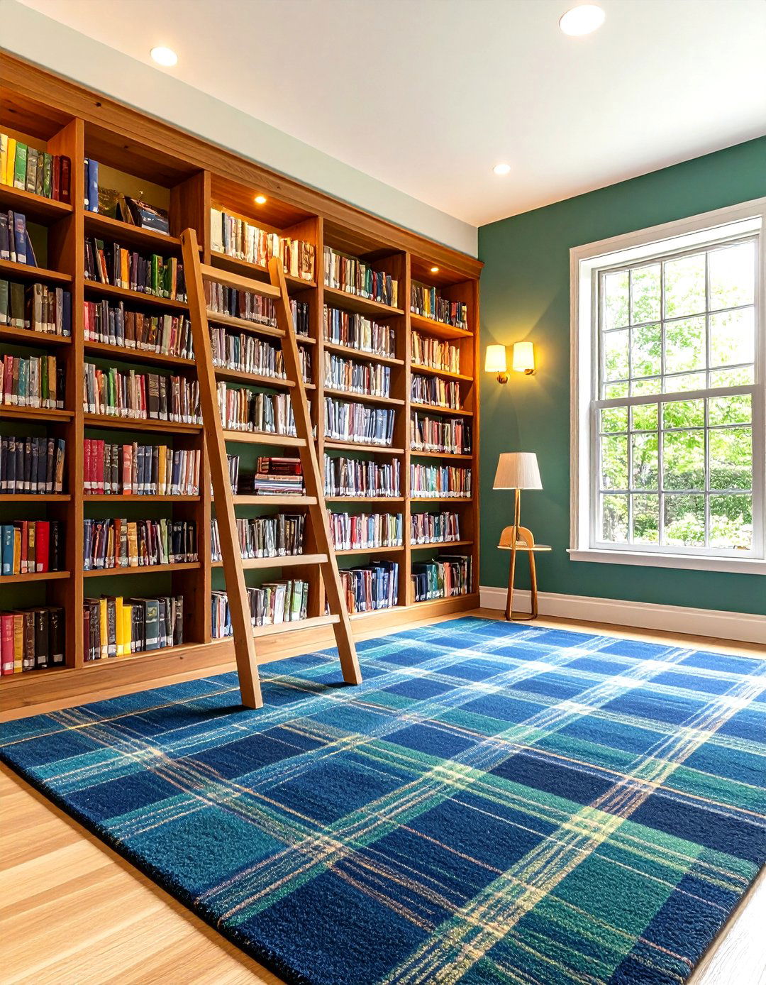 Plaid Carpet Essex Green Library - 25 dark green home library ideas and inspiration
