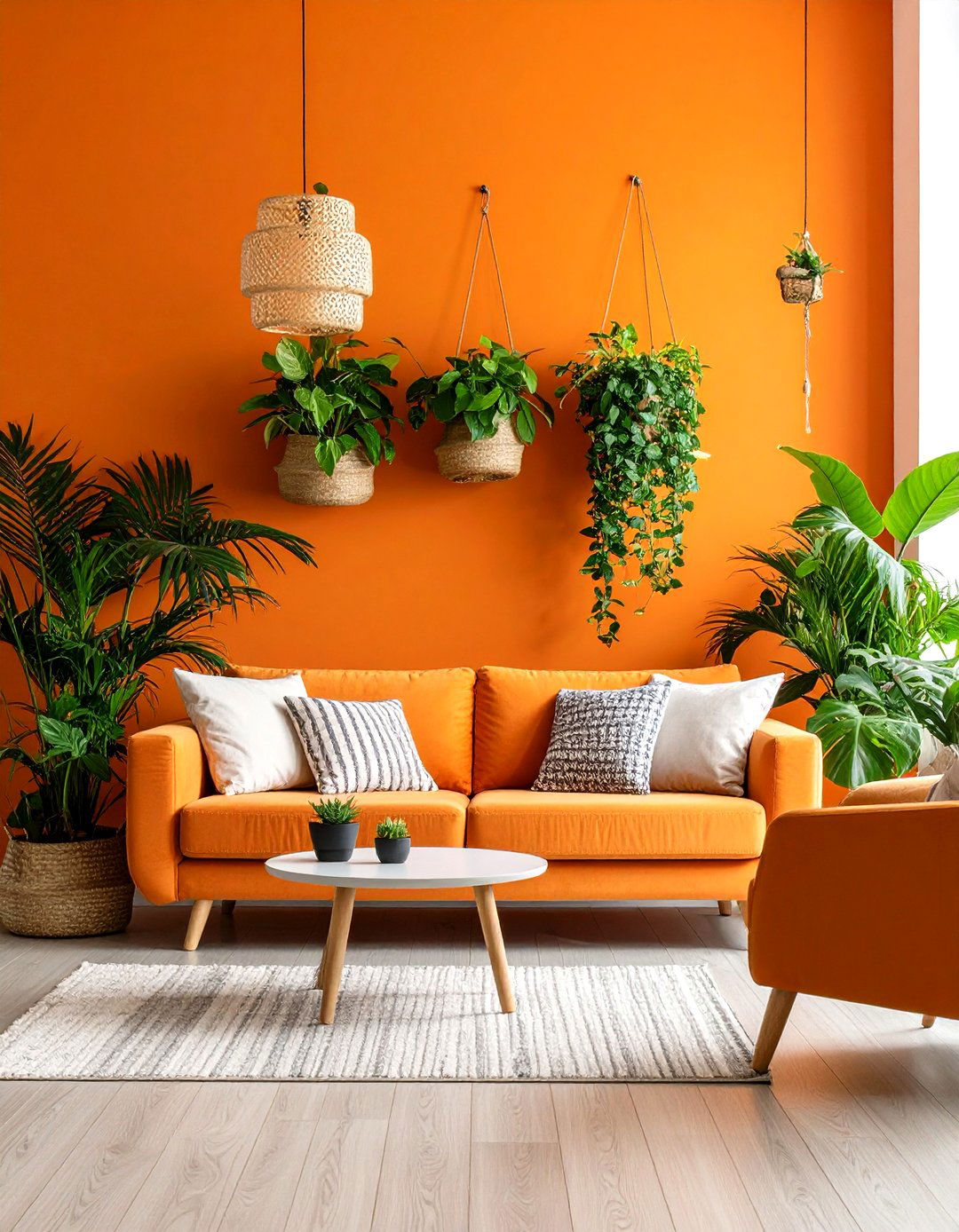 Plant Mounted Orange Accent Wall - 25 orange accent wall ideas