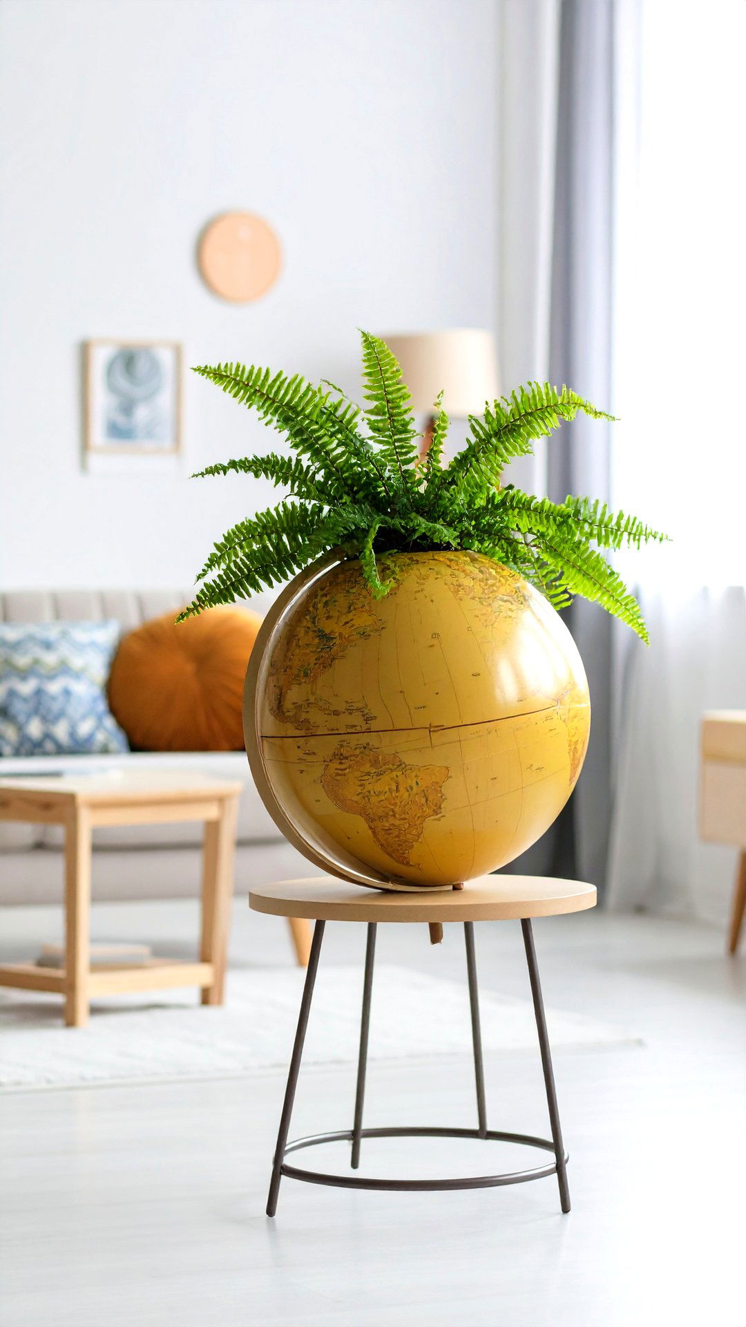 Plant a Globe Shaped Bullet Planter by the Window - 25 1950s living room ideas
