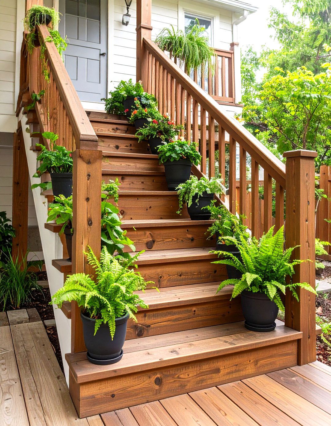 Planter Box Stair Railing - 25 farmhouse rustic stair railing ideas
