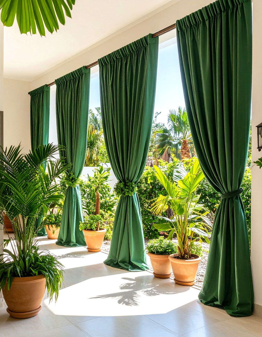 Planter Tieback Green Patio Curtains - 25 patio curtain ideas