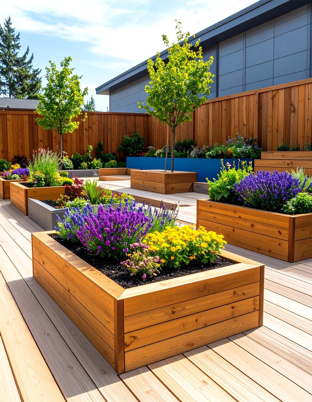 Planters and Levels Define Activity Zones - 25 outdoor living room ideas