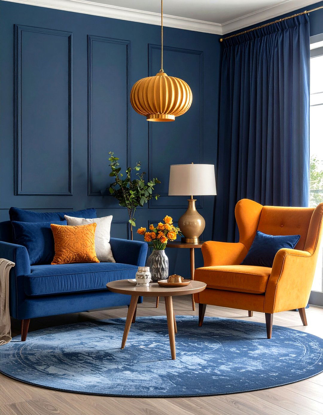 Play With Light and Dark for Depth - 25 orange and blue living room ideas