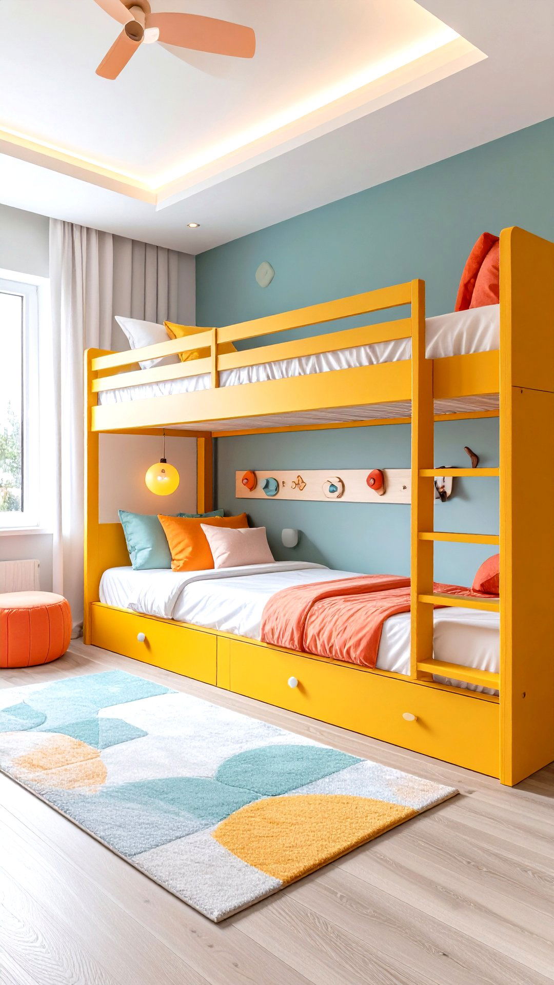 Playful Color Pop Bunk Room for Kids - 25 bunk room ideas