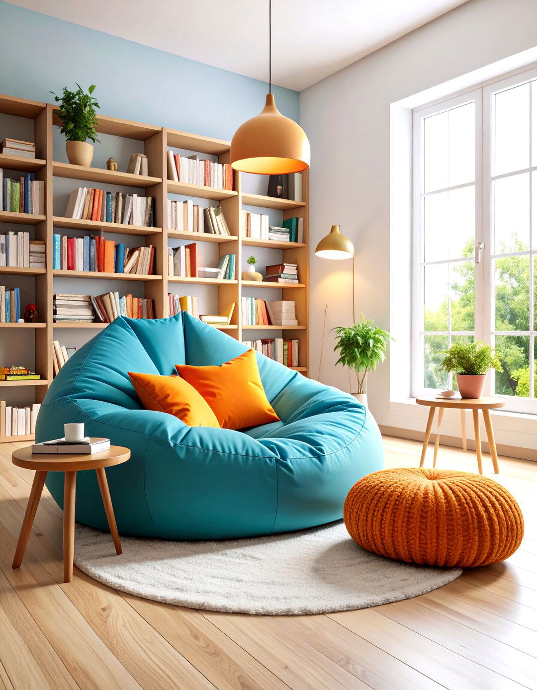 Plush Bean Bag Reading Nook - 25 floor seating ideas