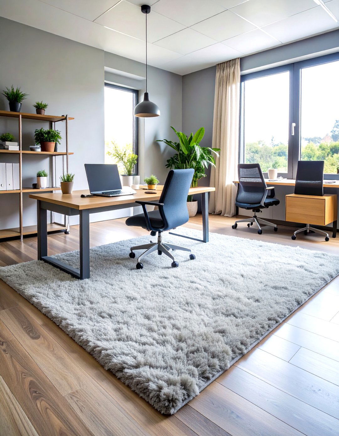 Plush Shag Rug to Add Comfortable Softness - 25 office rug ideas