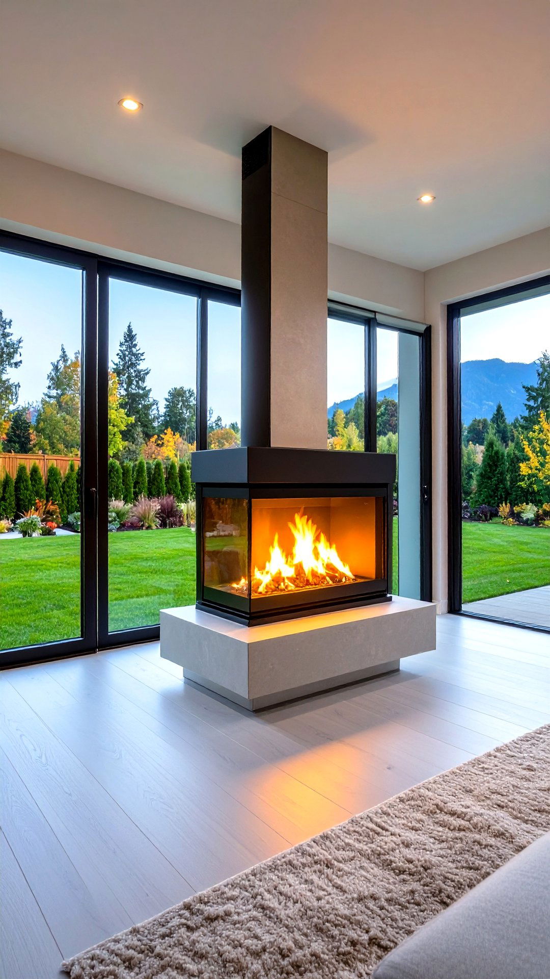 Pocket Door Concealed Sided Fireplace - 25 3 sided fireplace ideas