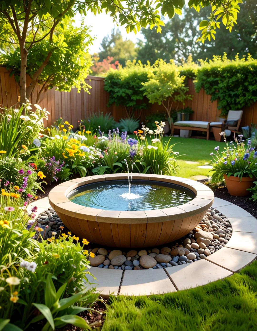 Pollinator Friendly Patio Water Feature - 25 patio decor ideas