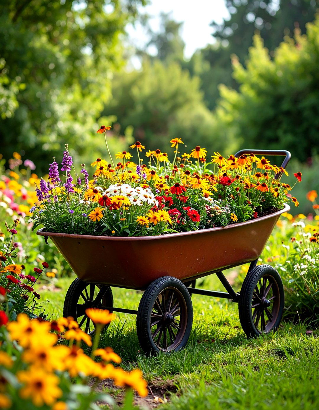 Pollinator Friendly Wheelbarrow Bloom Buffet - 25 old wheelbarrow ideas