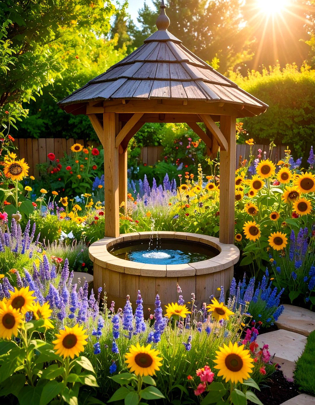 Pollinator Friendly Wishing Well Garden - 25 outdoor wishing well garden ideas
