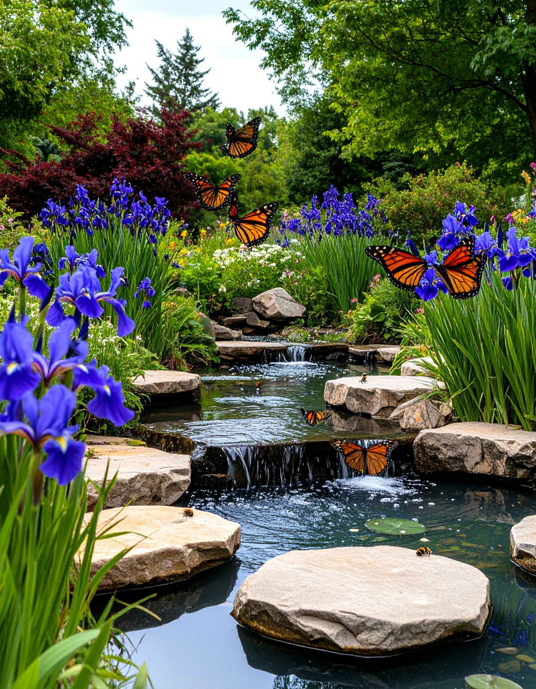 Pollinator Magnet Pond with Shallow Shelves - 25 backyard pond ideas