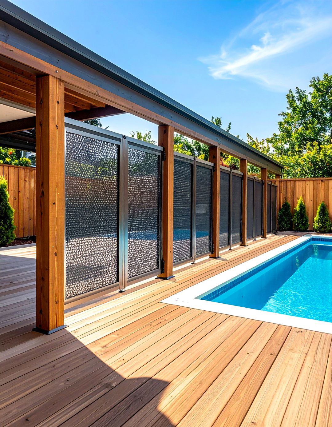 Pool Deck with Removable Fence Panels - 25 above-ground pool with deck ideas