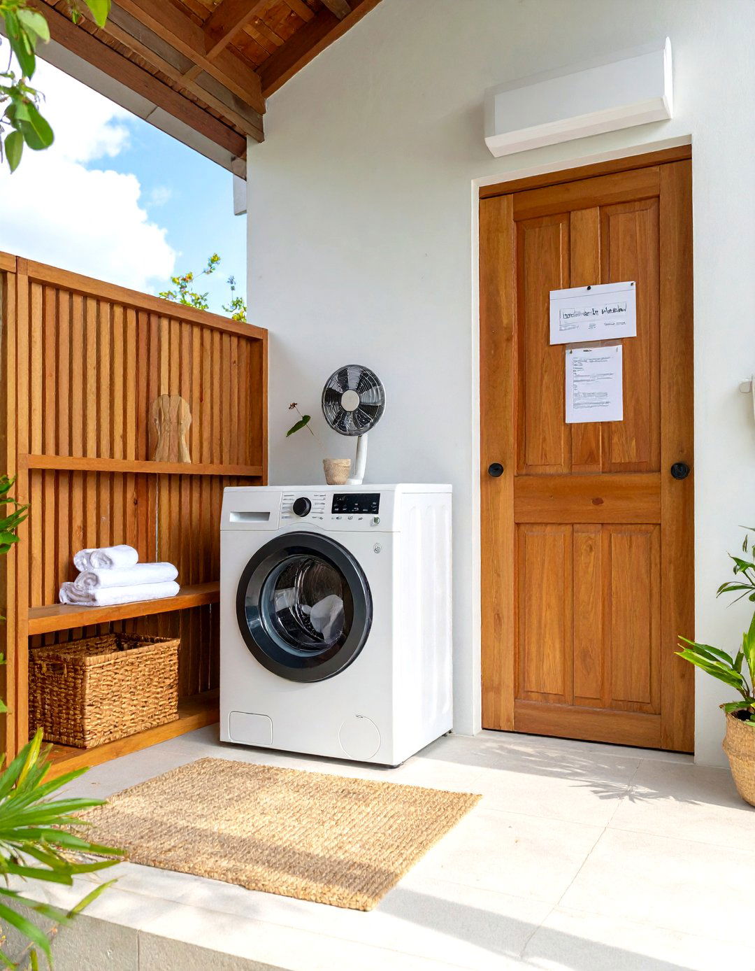Pool House Laundry Corner for Towel Turnover - 25 outdoor laundry area design ideas