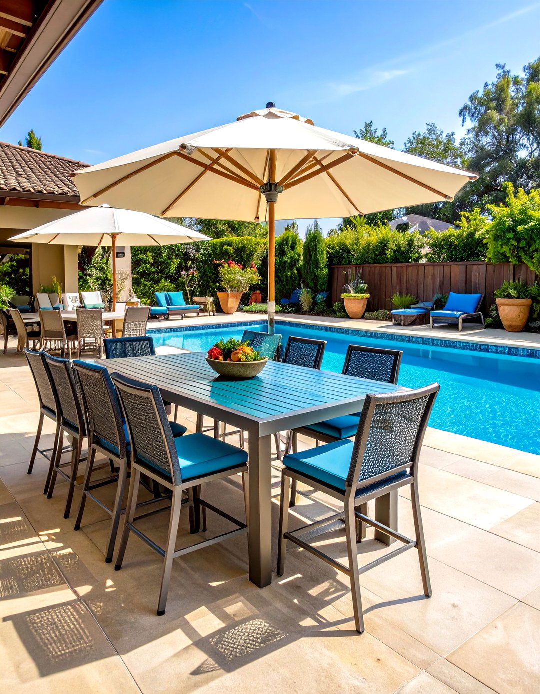 Poolside Bar Height Dining Setup - 25 outdoor dining area ideas