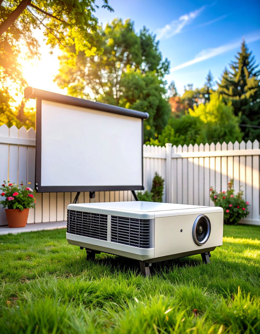 Pop Up Backyard Cinema with Portable Projector - 25 outdoor tv ideas