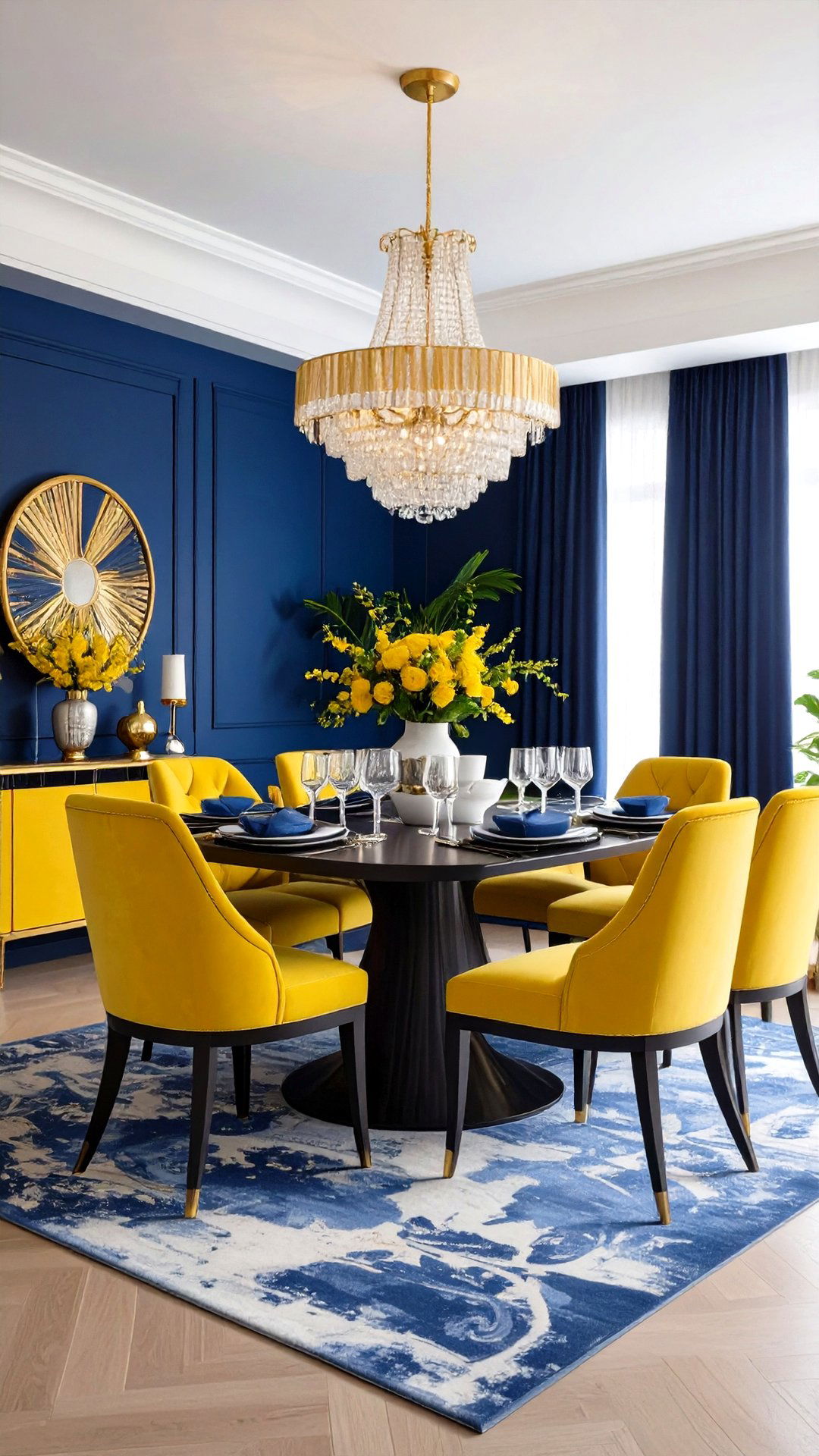 Pops of Chrome Yellow Accent an Art Deco Dining Room - 25 art deco dining room ideas