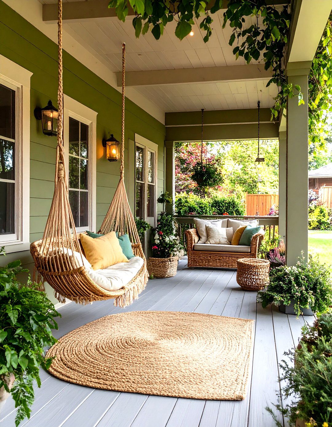 Porch Living Wrap Around Comfort in Olive - 25 olive green house exterior ideas