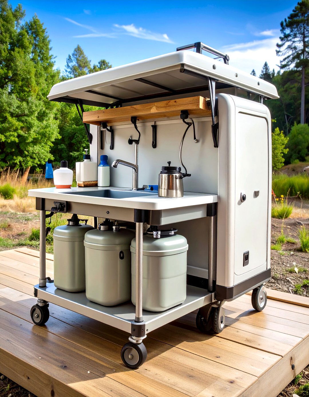 Portable Foot Pump Camping Sink Station - 25 outdoor sink ideas