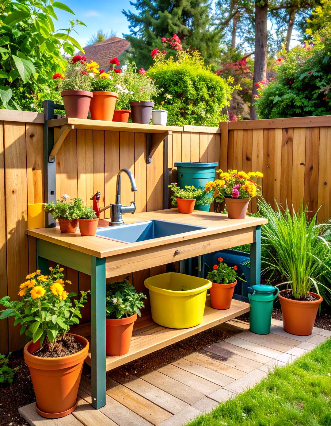 Potting Bench Outdoor Sink With Soil Bin - 25 outdoor sink ideas